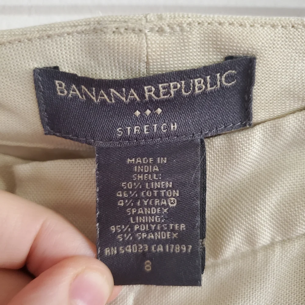 VTG Y2k Banana Republic Linen Blend Wide Leg Pants Size 8 Safari Resort Boho
